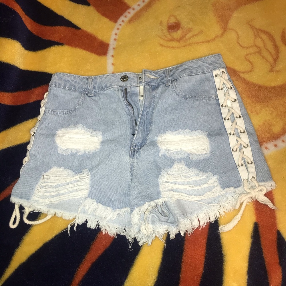 High Waisted Shorts with Lace up sides